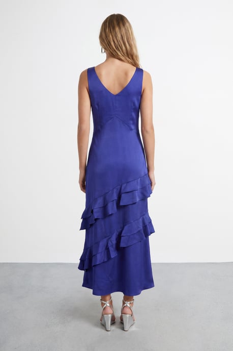 Ruffle Layer V Neck Bias Slip Dress - Image 2