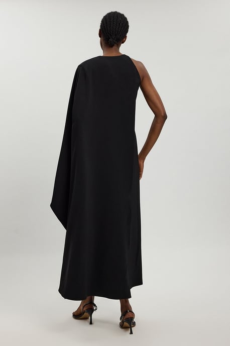 Compact Viscose Asymmetric Detail Maxi Dress - Image 4