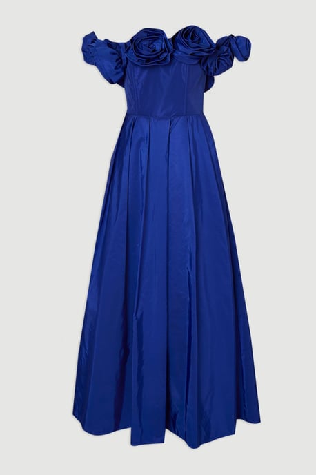 Drama Taffeta Rosette Woven Maxi Prom Dress - Image 4