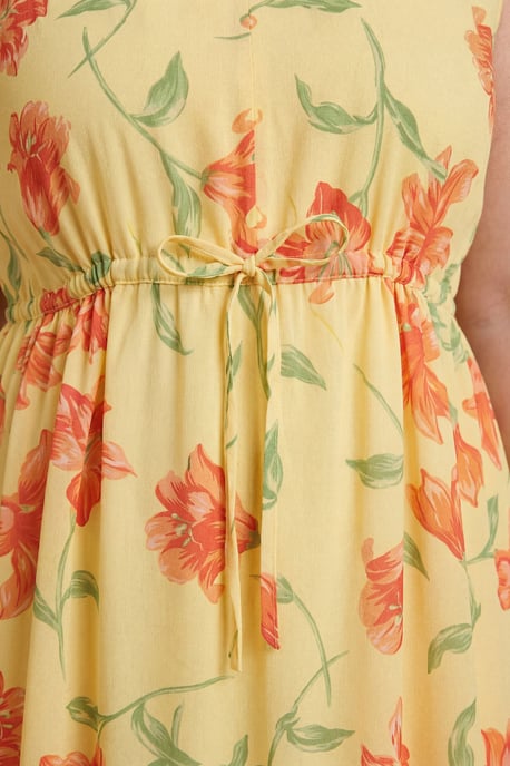 Plus Floral Sleeveless Drawstring Waist Tiered Maxi Dress - Image 4