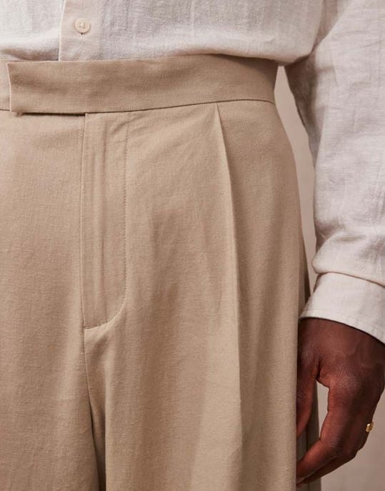ASOS DESIGN smart extremt vida linneblandade byxor med framveck i mörk sten - Image 4