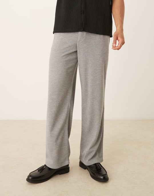 ASOS DESIGN vida smart byxor med dubbel veck i texturerad grå - Image 4