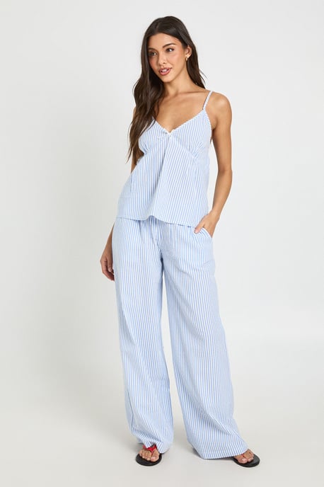 Stripe Bow Detail Cami & Wide Leg Trouser Co-ord - Image 1