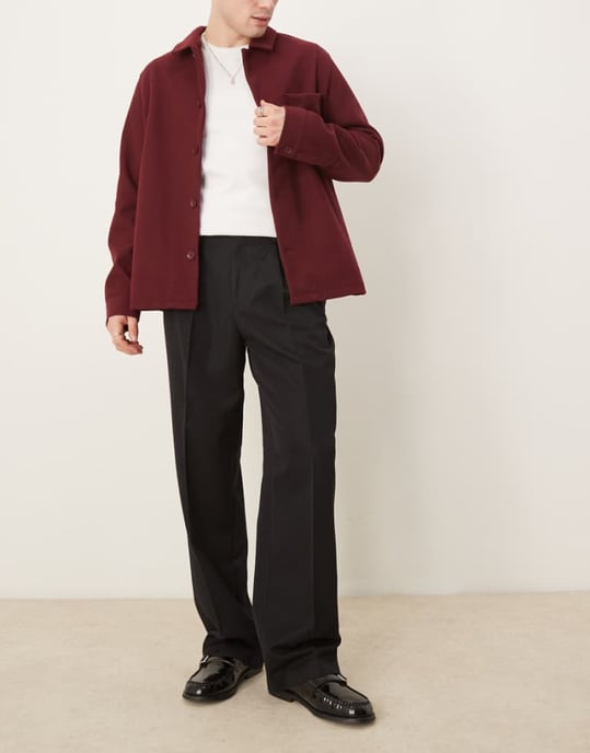 ASOS DESIGN smart vida byxor med dubbla veck i svart - Image 1