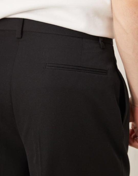 ASOS DESIGN smart vida byxor med dubbla veck i svart - Image 2