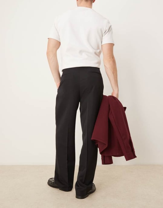 ASOS DESIGN smart vida byxor med dubbla veck i svart - Image 3