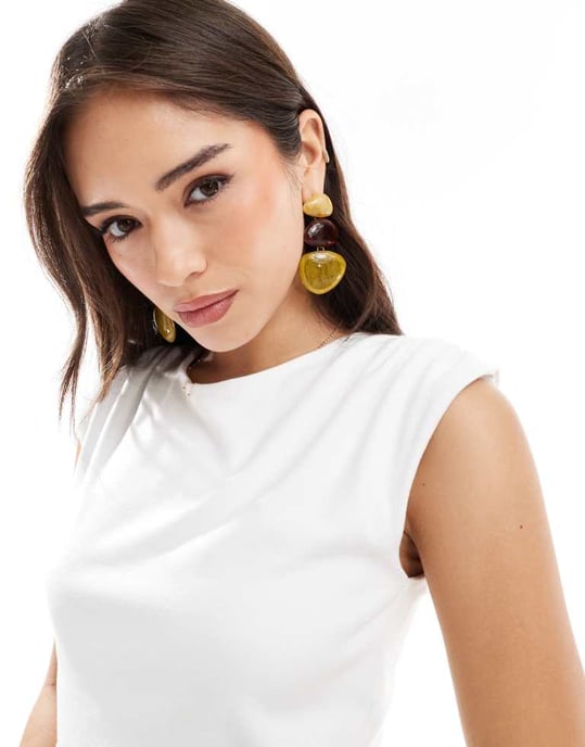 4th & Reckless double layered slinky structured sleeveless top co-ord in white - Image 3