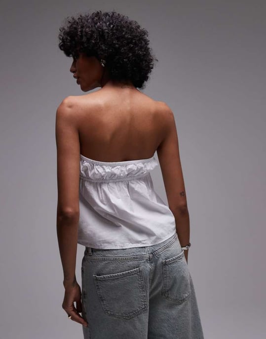 Rhythm posie gathered strapless top in white - Image 2
