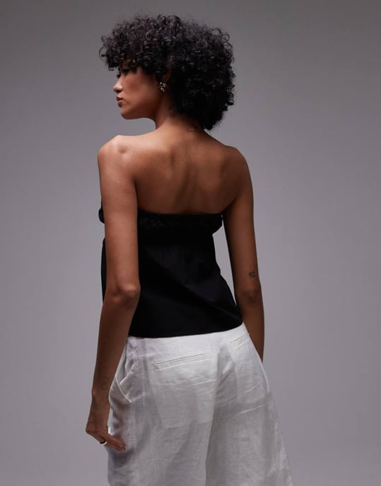 Rhythm posie gathered strapless top in black - Image 2