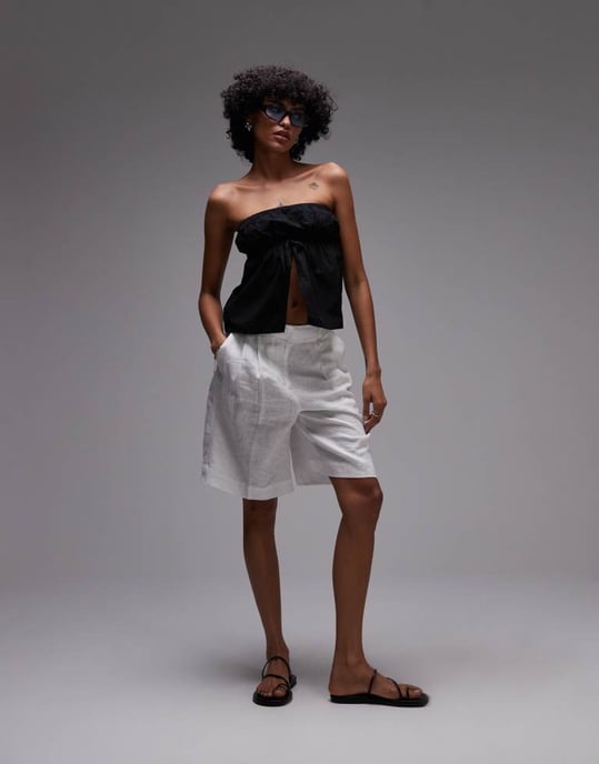 Rhythm posie gathered strapless top in black - Image 3