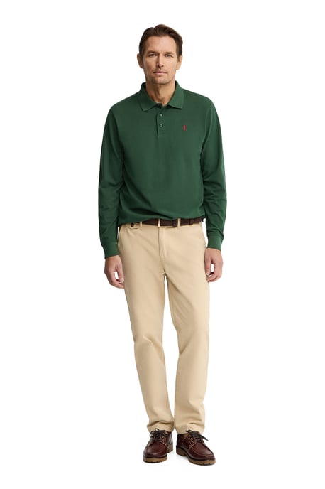 Donkergroene polo met lange mouwen, regular fit en geborduurd Rigby Go-logo - Image 4