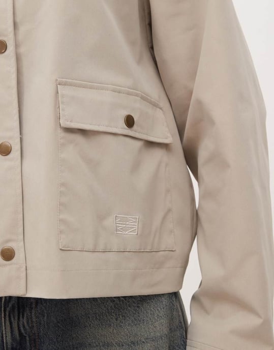 Noisy May contrast collar lightweight barn jacket in stone - Image 3