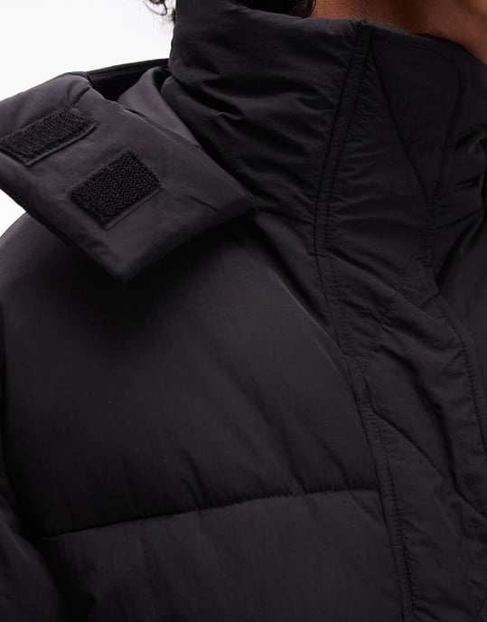 Topshop puffer jacket with hood in black - Image 3