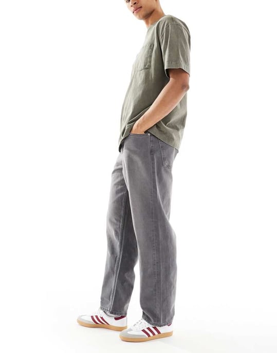 ASOS DESIGN baggy jeans i tvättad grå - Image 3