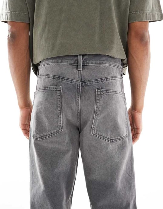 ASOS DESIGN baggy jeans i tvättad grå - Image 4