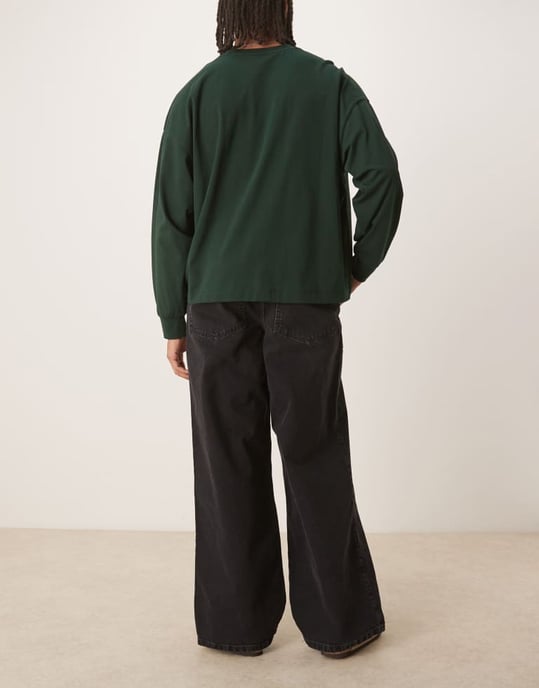 ASOS DESIGN lösa plisserade jeans i tvättad svart - Image 3