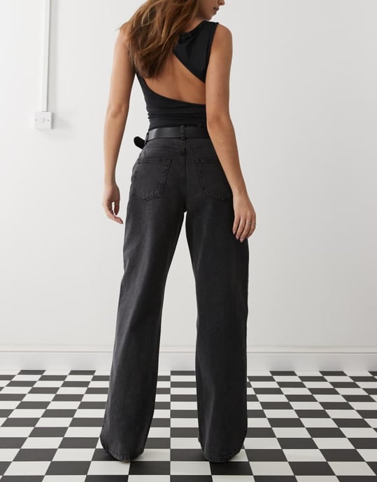 Noisy May Jannel rhinestone högmidjade lösa jeans i svart - Image 3