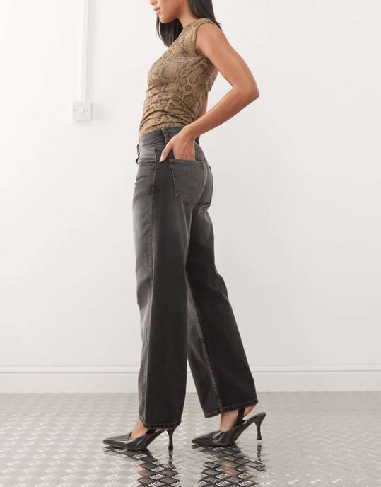Motel low rise parallel jeans in grey used bleach - Image 3