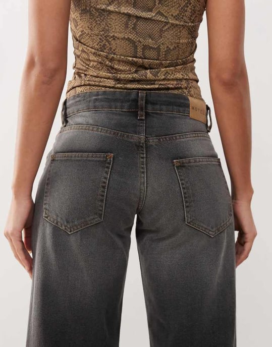 Motel low rise parallel jeans in grey used bleach - Image 4