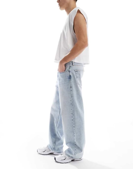 Calvin Klein Jeans 90-tals lösa jeans i ljus tvätt - Image 3