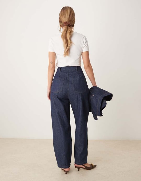 Ghospell high waisted denim jeans co-ord in indigo blue - Image 3