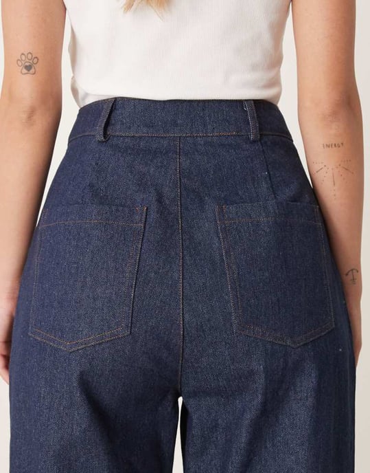 Ghospell high waisted denim jeans co-ord in indigo blue - Image 4
