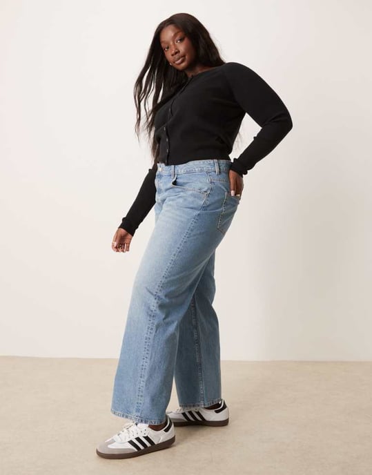 ASOS DESIGN Curve baggy jeans i ljus tvätt - Image 2