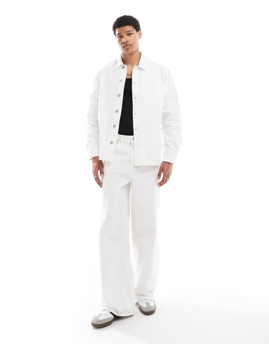 ASOS DESIGN koord lösa jeans i vitt - Image 1