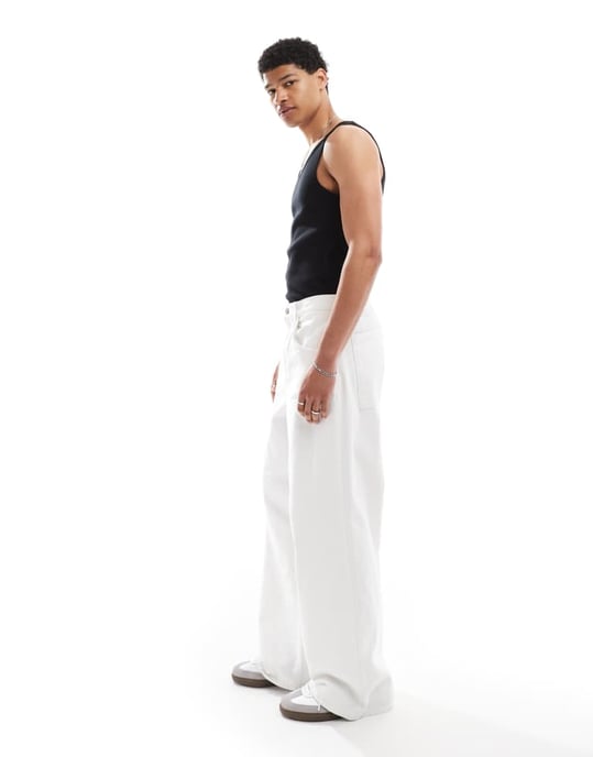 ASOS DESIGN koord lösa jeans i vitt - Image 3