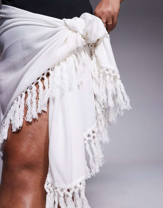 ASOS DESIGN Curve strandsarong med fransar i vitt - Image 2