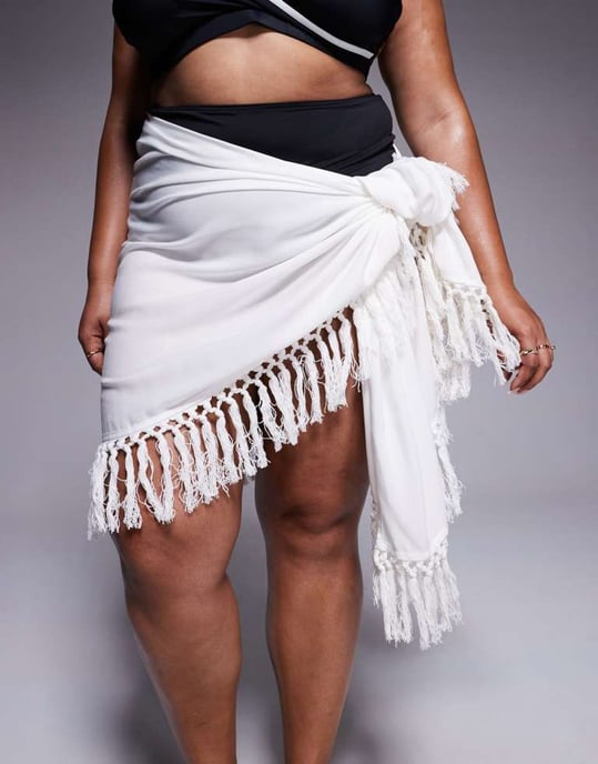 ASOS DESIGN Curve strandsarong med fransar i vitt - Image 3