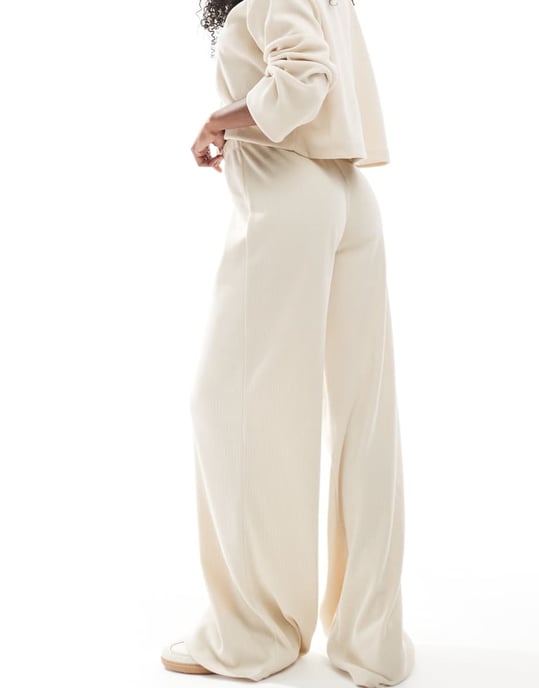 Miss Selfridge mjuka ribbade vida byxor i elfenben - Image 3