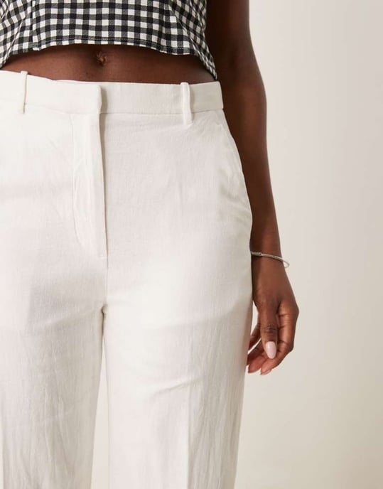 Abercrombie & Fitch klassiska högmidjade vida byxor i vitt - Image 4