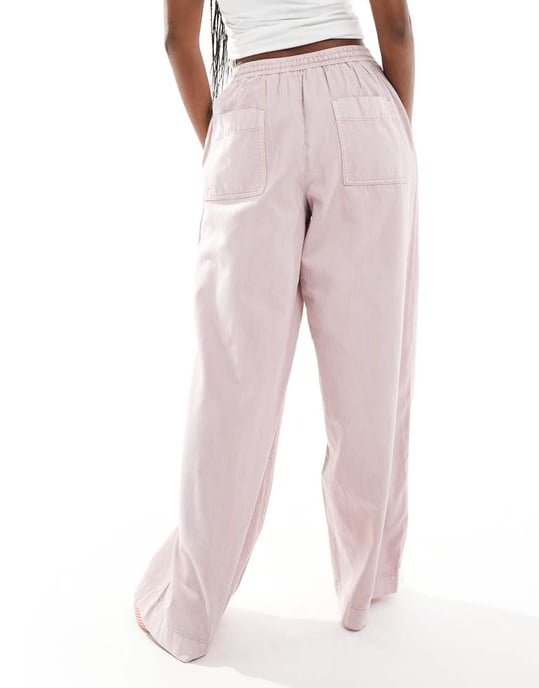 ASOS DESIGN mjuka vida byxor i tvättad mauve - Image 2