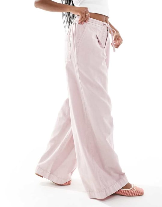 ASOS DESIGN mjuka vida byxor i tvättad mauve - Image 3