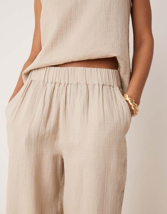 Vila krinklad vida byxa set i beige - Image 3