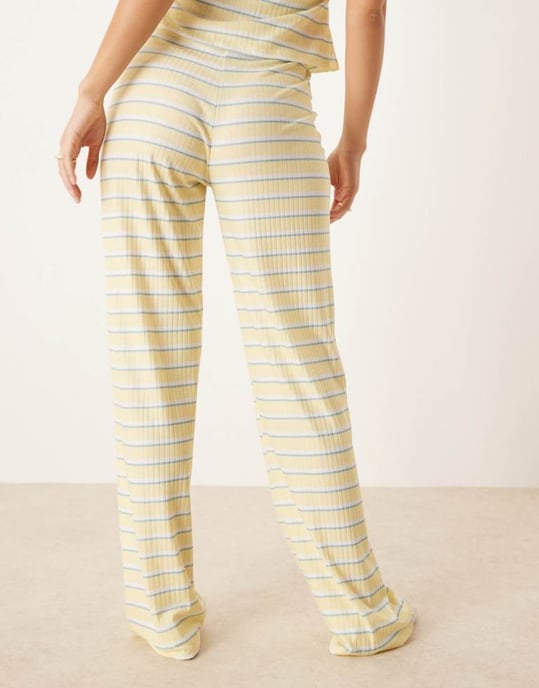 ASOS DESIGN byxor med vida ben i gul rand - Image 4