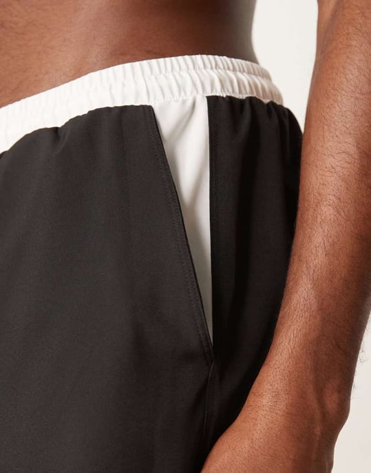 Free Society contrast trim swim short in black and white - Image 4