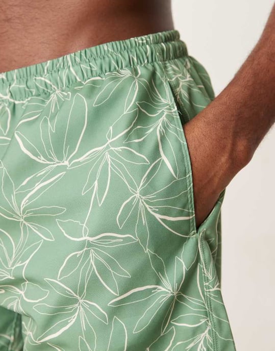 Free Society abstract floral print swim short in green - Image 3