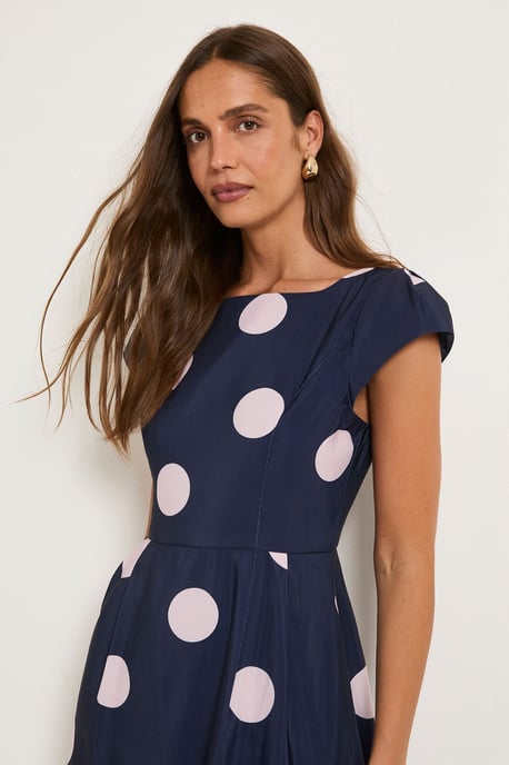 Spot Ottoman Fit & Flare Midi Dress - Image 2