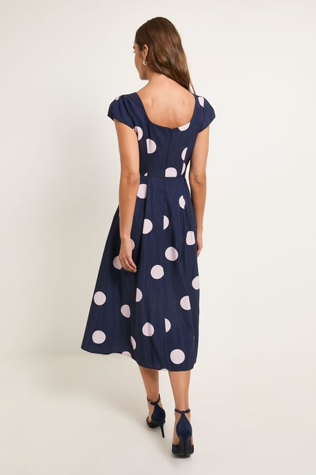 Spot Ottoman Fit & Flare Midi Dress - Image 3