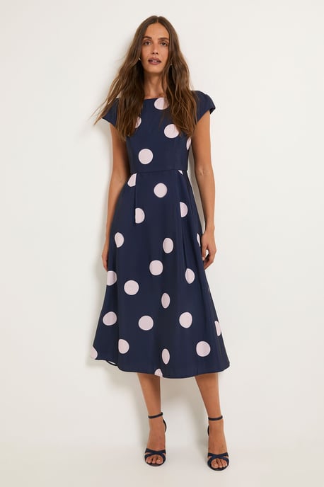 Spot Ottoman Fit & Flare Midi Dress - Image 4