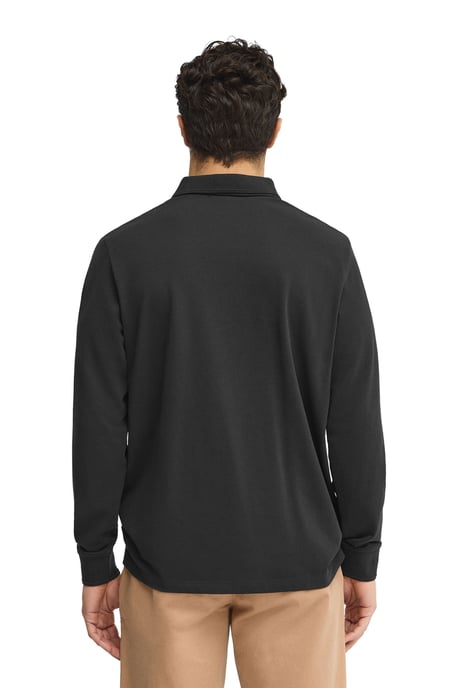 Zwarte polo met lange mouwen, regular fit en geborduurd Rigby Go-logo - Image 3