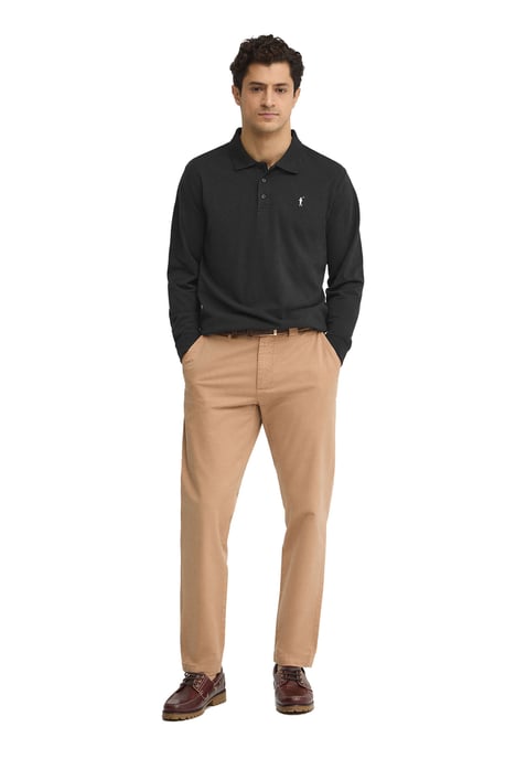Zwarte polo met lange mouwen, regular fit en geborduurd Rigby Go-logo - Image 4