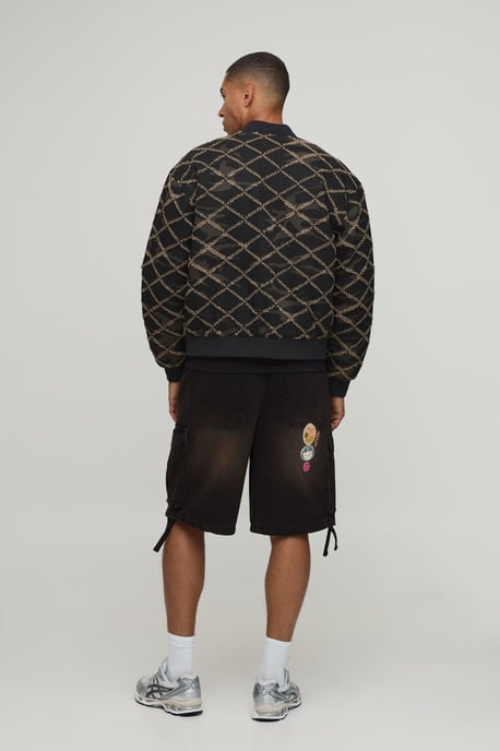 Boxy Fit Distressed Camo Bomber Jacket - Image 2