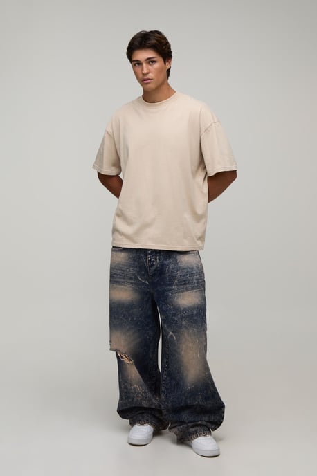 Tall Extreme Washed Ripped Super Baggy Jeans - Image 4