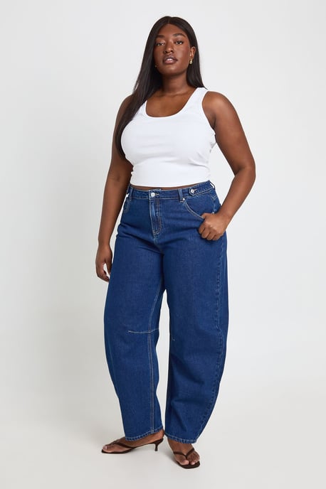 Plus High Waist Loose Fit Barrel Jean - Image 1