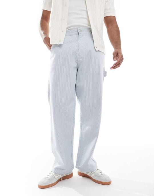 Jack & Jones snickarbukser med rand i blått - Image 4