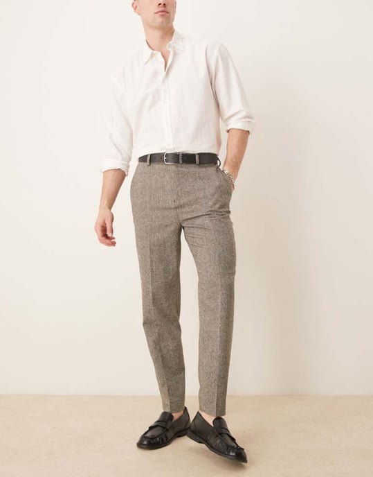 ASOS DESIGN smart tapered fit ullblandning byxor i kolgrå - Image 1