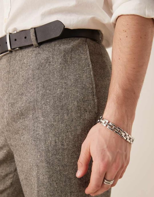 ASOS DESIGN smart tapered fit ullblandning byxor i kolgrå - Image 2